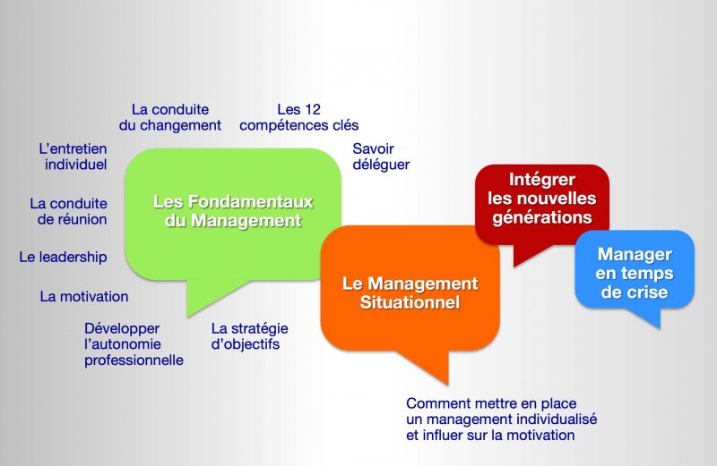 Des formations pour les nouveaux managers, les managers confirmés, les managers de projets, depuis les outils les plus concrets jusqu'aux dimensions les plus subtiles du management.
