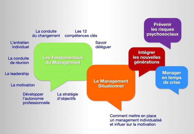 Des formations pour les nouveaux managers, les managers confirmés, les managers de projets, depuis les outils les plus concrets jusqu'aux dimensions les plus subtiles du management.